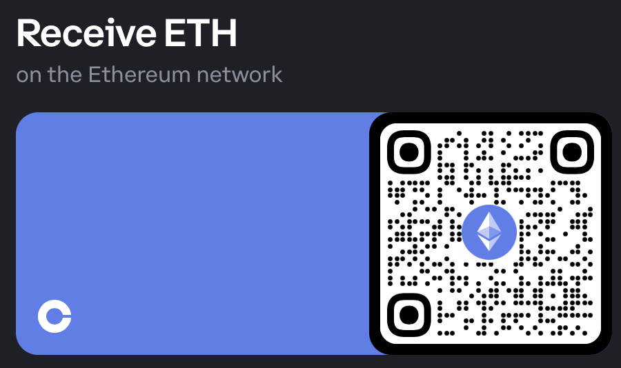 ETH saņemšanas QR kods Ethereum tīklā